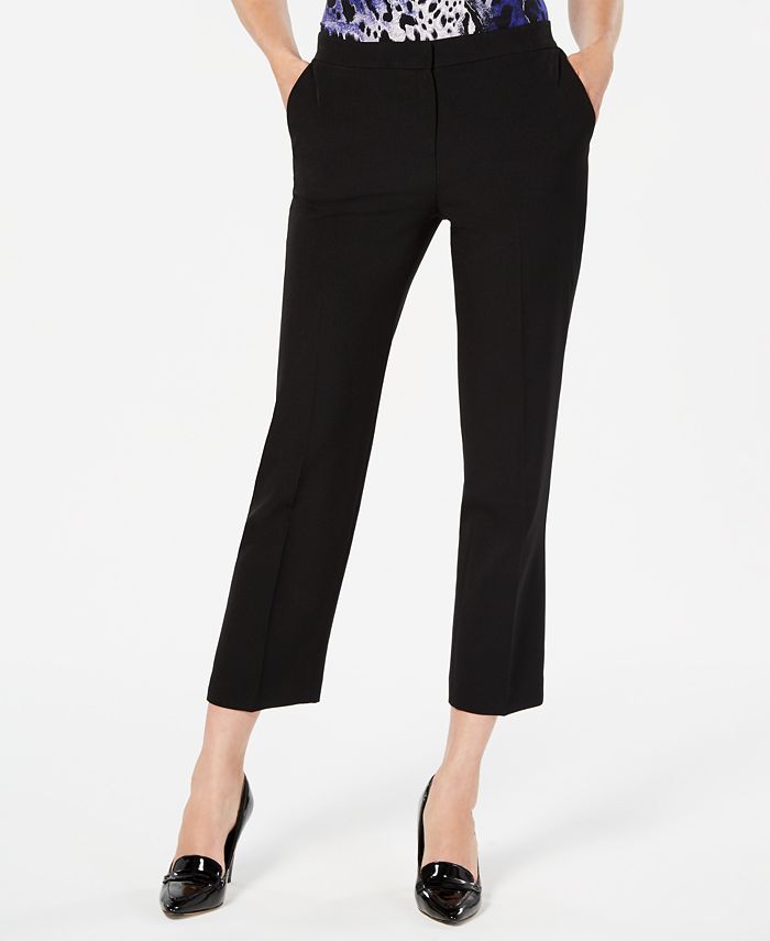 Calça feminina Kasper de crepe cropped reta preta tamanho 14