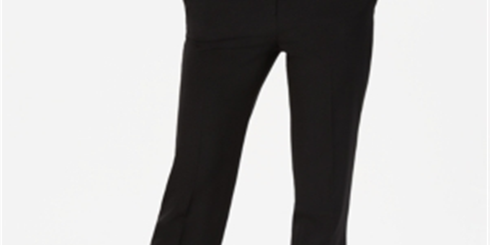 Calça feminina Kasper de crepe cropped reta preta tamanho 14