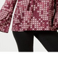 Blusa feminina estilo camponesa com borlas, roxa, tamanho pequeno, extragrande
