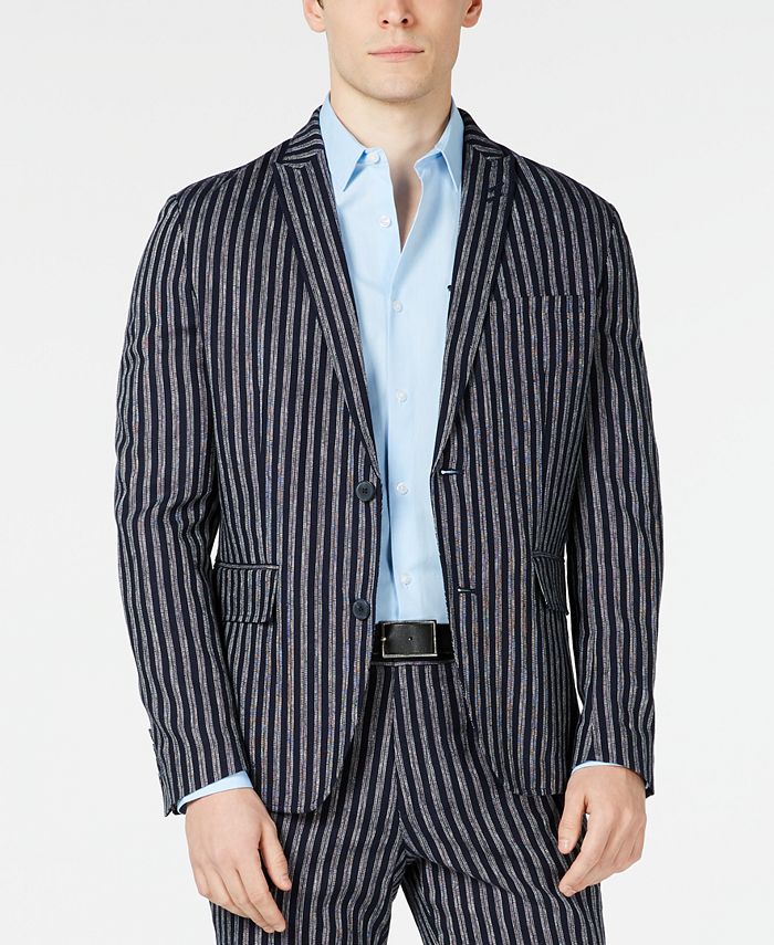 Blazer masculino listrado slim fit da INC International Concepts, azul, tamanho extragrande