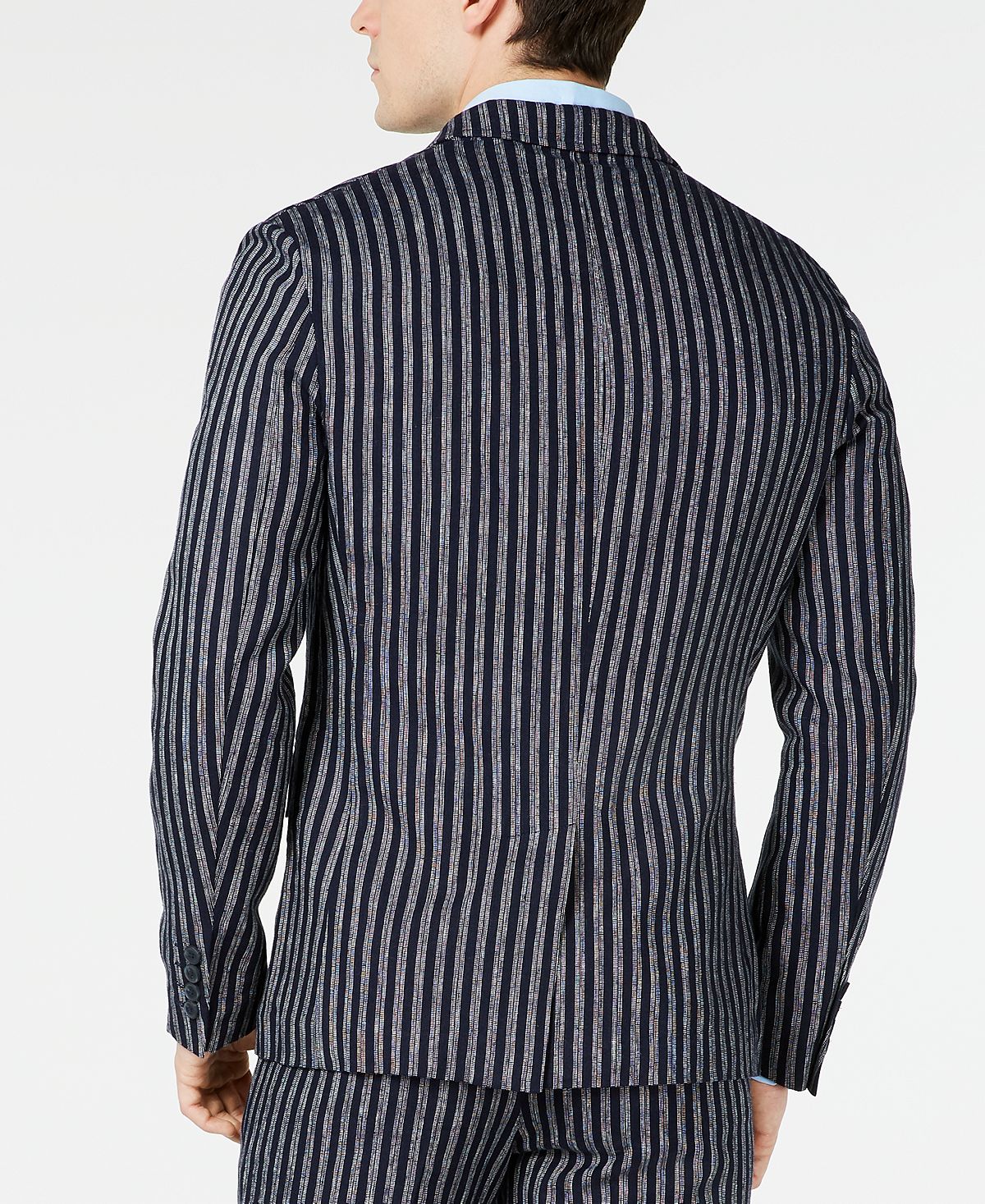 Blazer masculino listrado slim fit da INC International Concepts, azul, tamanho extragrande