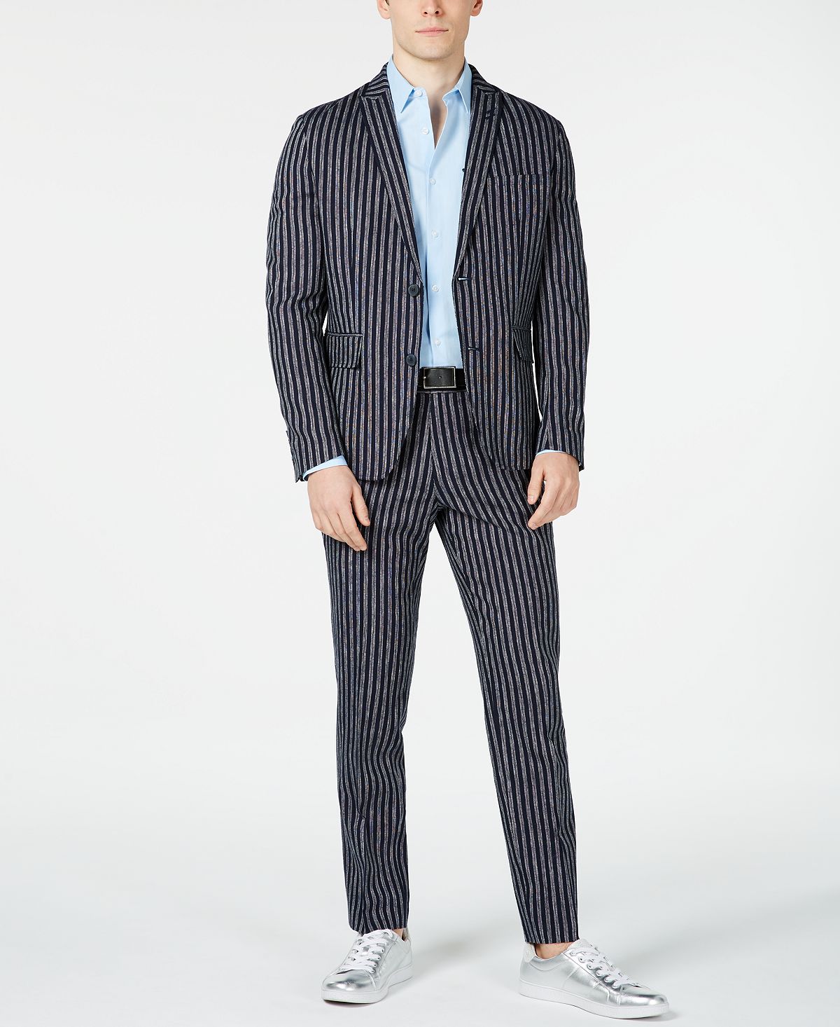 Blazer masculino listrado slim fit da INC International Concepts, azul, tamanho extragrande