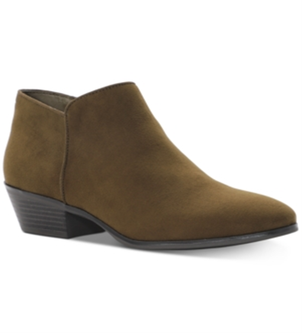 Botas sociais femininas estilo &amp; co com fivela e bico amendoado, salto bloco e zíper, verde, tamanho 12M