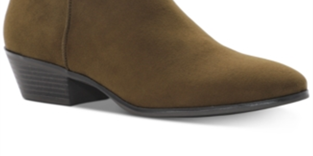 Botas sociais femininas estilo &amp; co com fivela e bico amendoado, salto bloco e zíper, verde, tamanho 12M