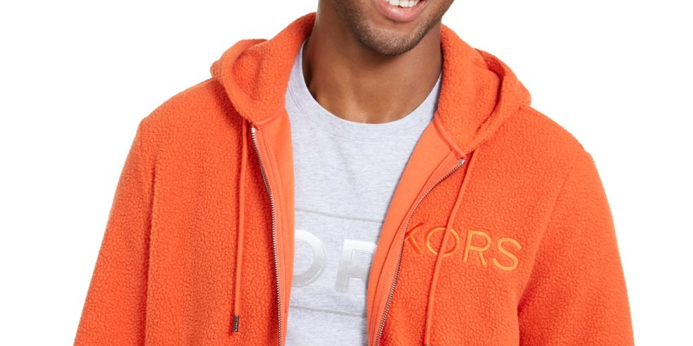 Moletom com capuz masculino Michael Kors Sherpa Logo Laranja Tamanho P