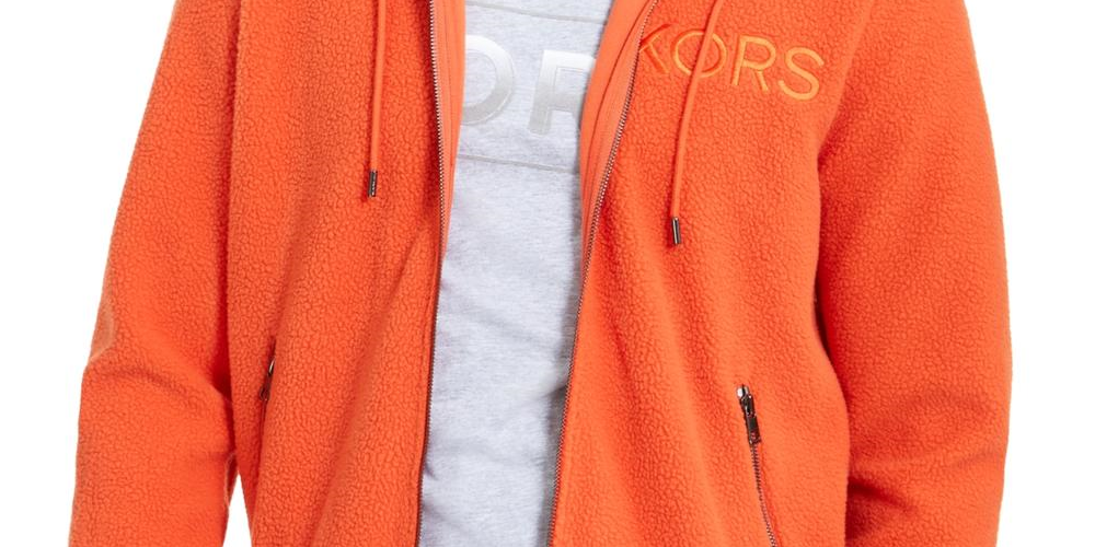 Moletom com capuz masculino Michael Kors Sherpa Logo Laranja Tamanho P