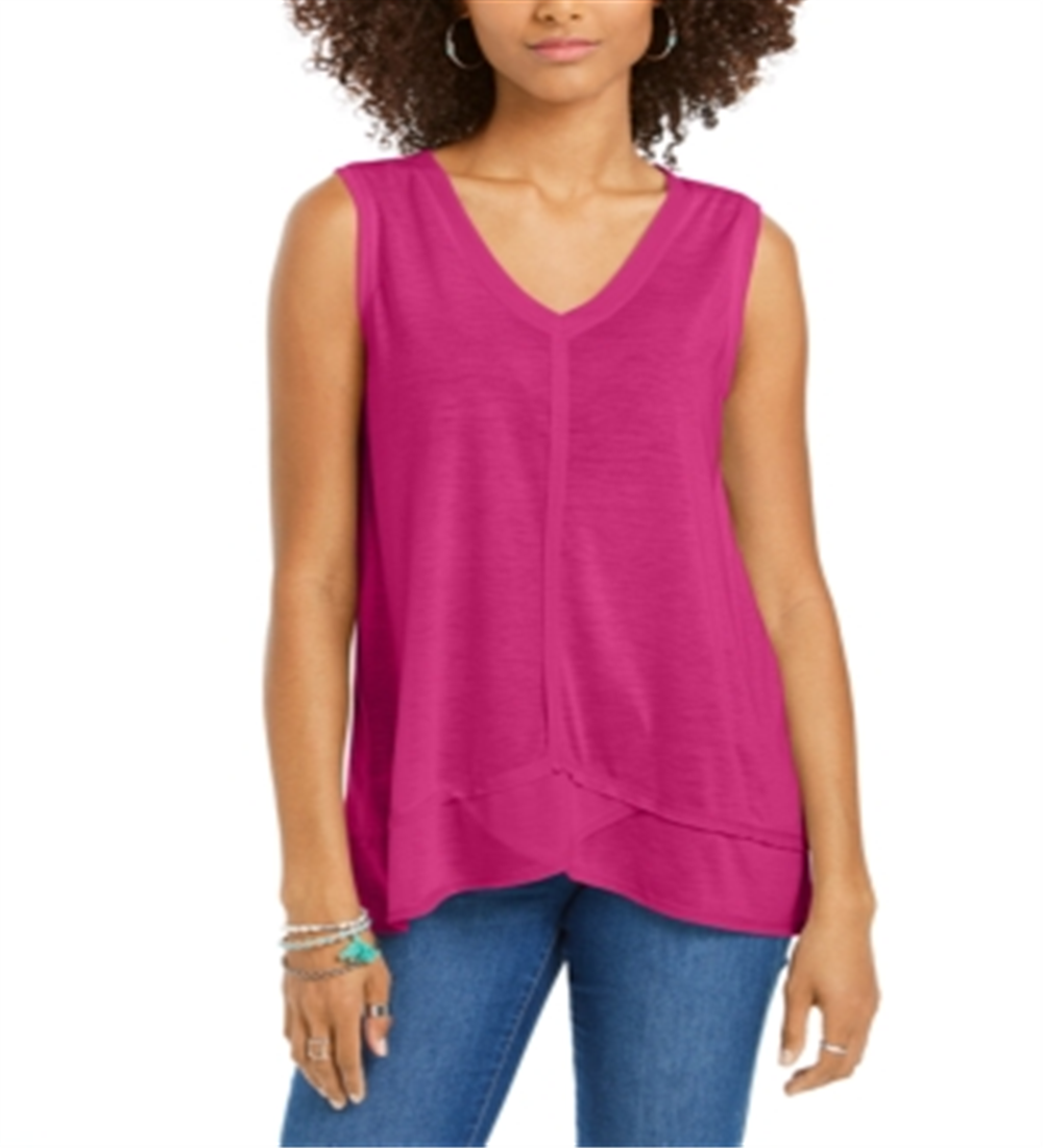 Regata feminina estilo &amp; co, alta e baixa, rosa, tamanho GG