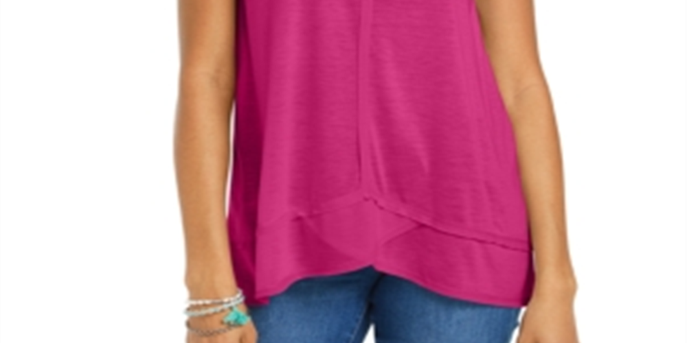 Regata feminina estilo &amp; co, alta e baixa, rosa, tamanho GG