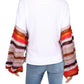 Blusa feminina listrada com manga sino e gola joia, tamanho X-S