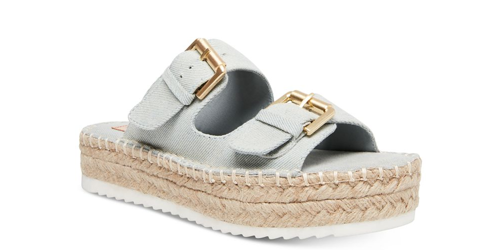 Sandálias femininas Madden Girl Jonesy Fabric com bico aberto, casuais, tamanho 8,5 M, azul