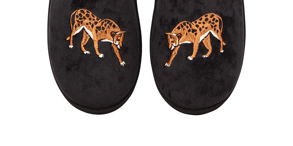 Chinelos femininos INC International Concepts Placed Leo Microvelour, pretos, tamanho G