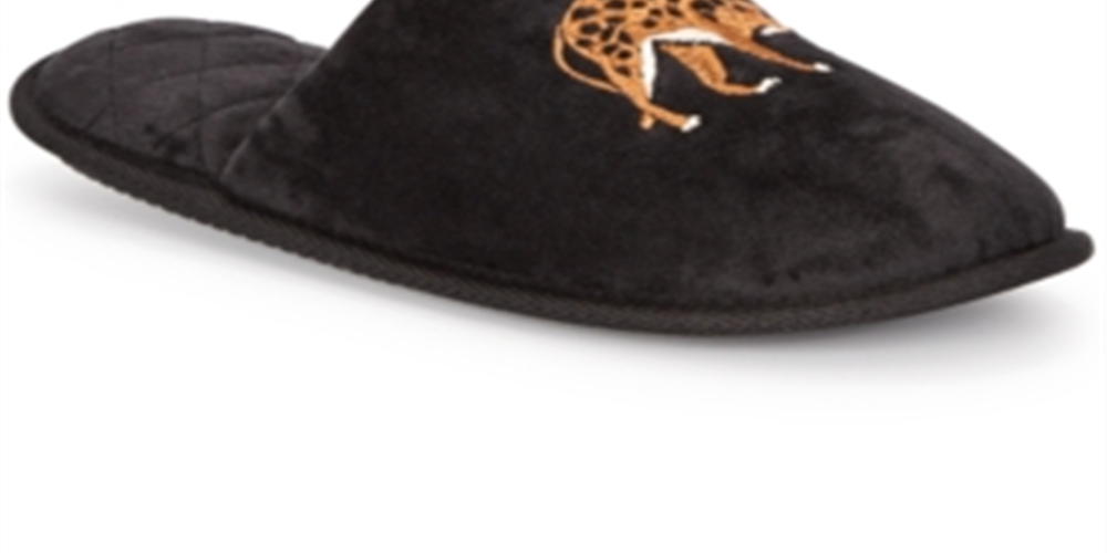 Chinelos femininos INC International Concepts Placed Leo Microvelour, pretos, tamanho G