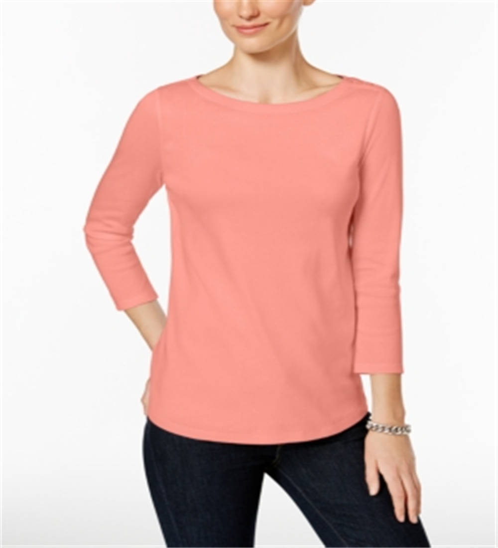 Blusa feminina Charter Club de algodão Pima com botões e ombros de fora, laranja, tamanho 44