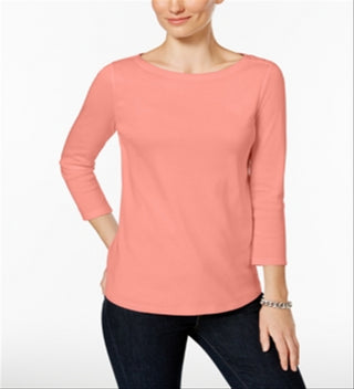 Blusa feminina Charter Club de algodão Pima com botões e ombros de fora, laranja, tamanho 44