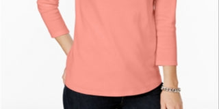 Blusa feminina Charter Club de algodão Pima com botões e ombros de fora, laranja, tamanho 44