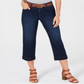 Calça jeans capri feminina com cinto estilo &amp; co, azul, tamanho 10P