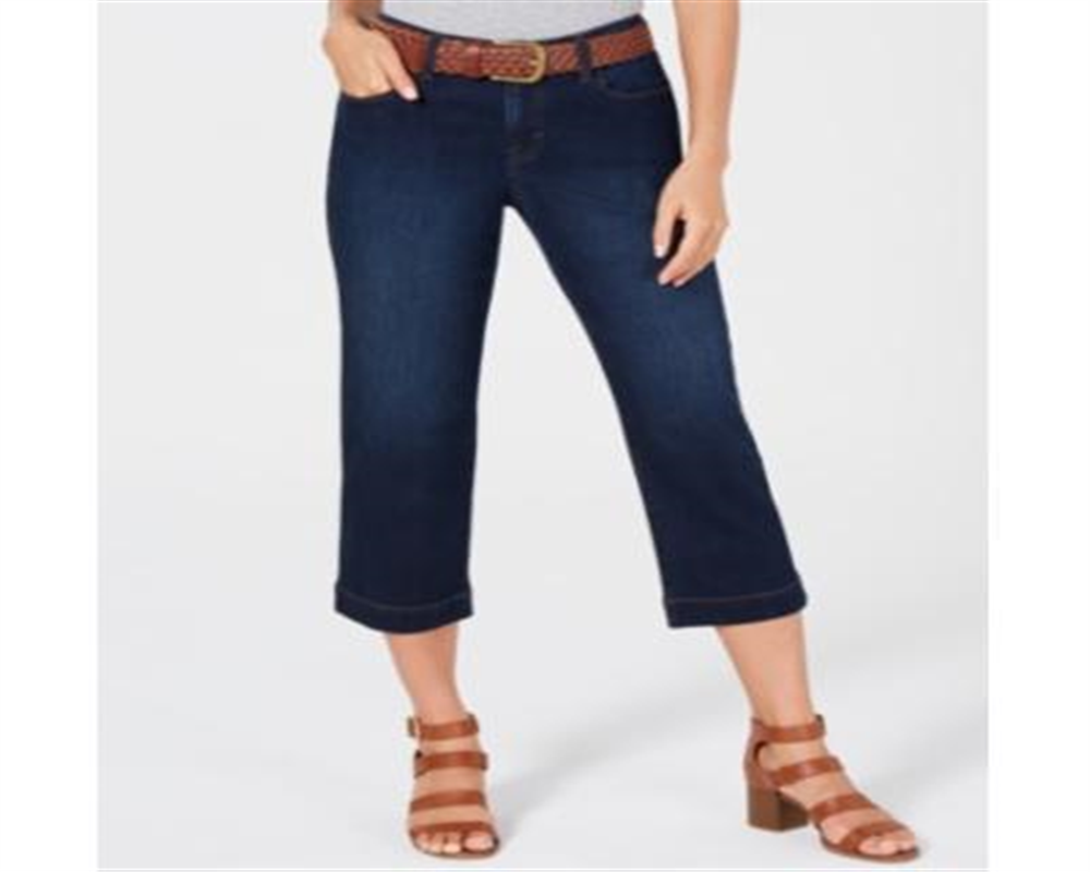 Calça jeans capri feminina com cinto estilo &amp; co, azul, tamanho 10P