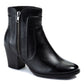 Botas femininas Sole Bound de couro com salto quadrado e bico redondo, tamanho 8,5 M, pretas