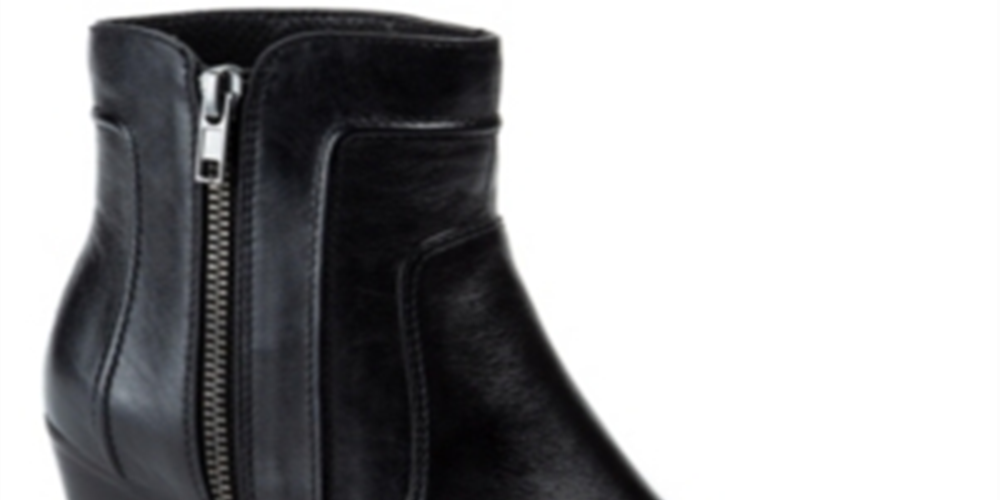 Botas femininas Sole Bound de couro com salto quadrado e bico redondo, tamanho 8,5 M, pretas