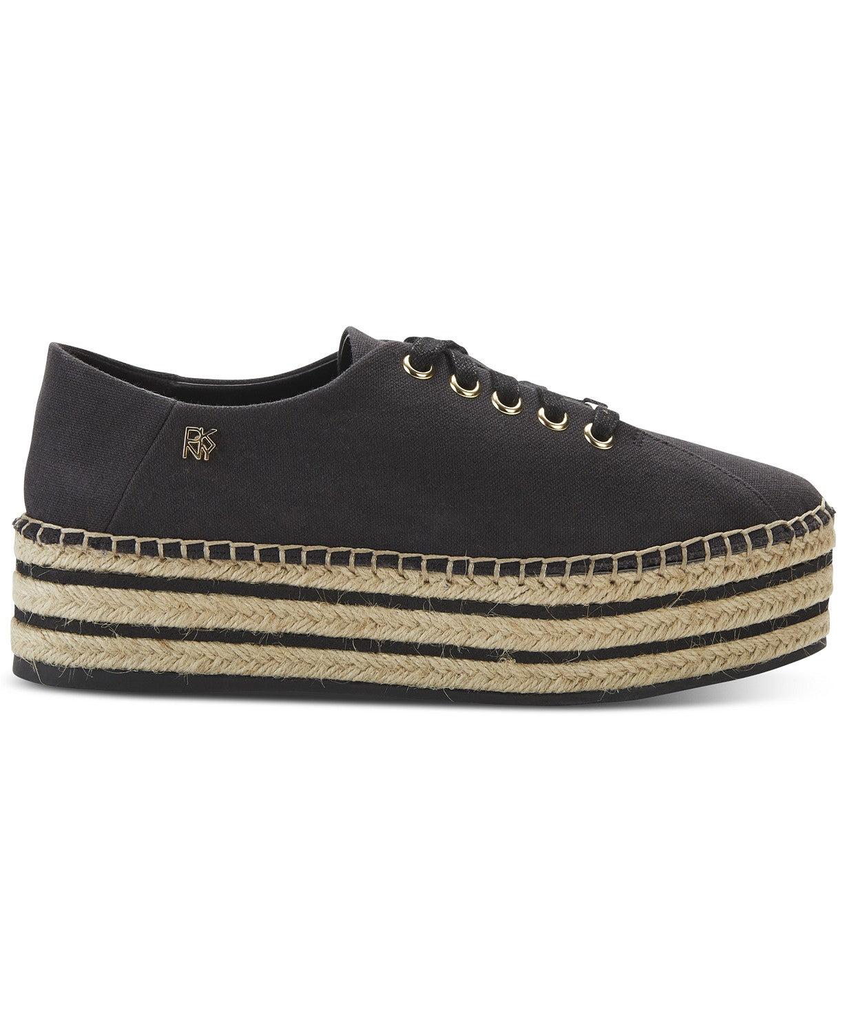 Tênis feminino DKNY cano baixo com cadarço, preto, tamanho 8,5