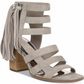 Sandálias femininas Carlos By Carlos Santana Neveah Suede Gladiator, cinza, tamanho 8,5 M