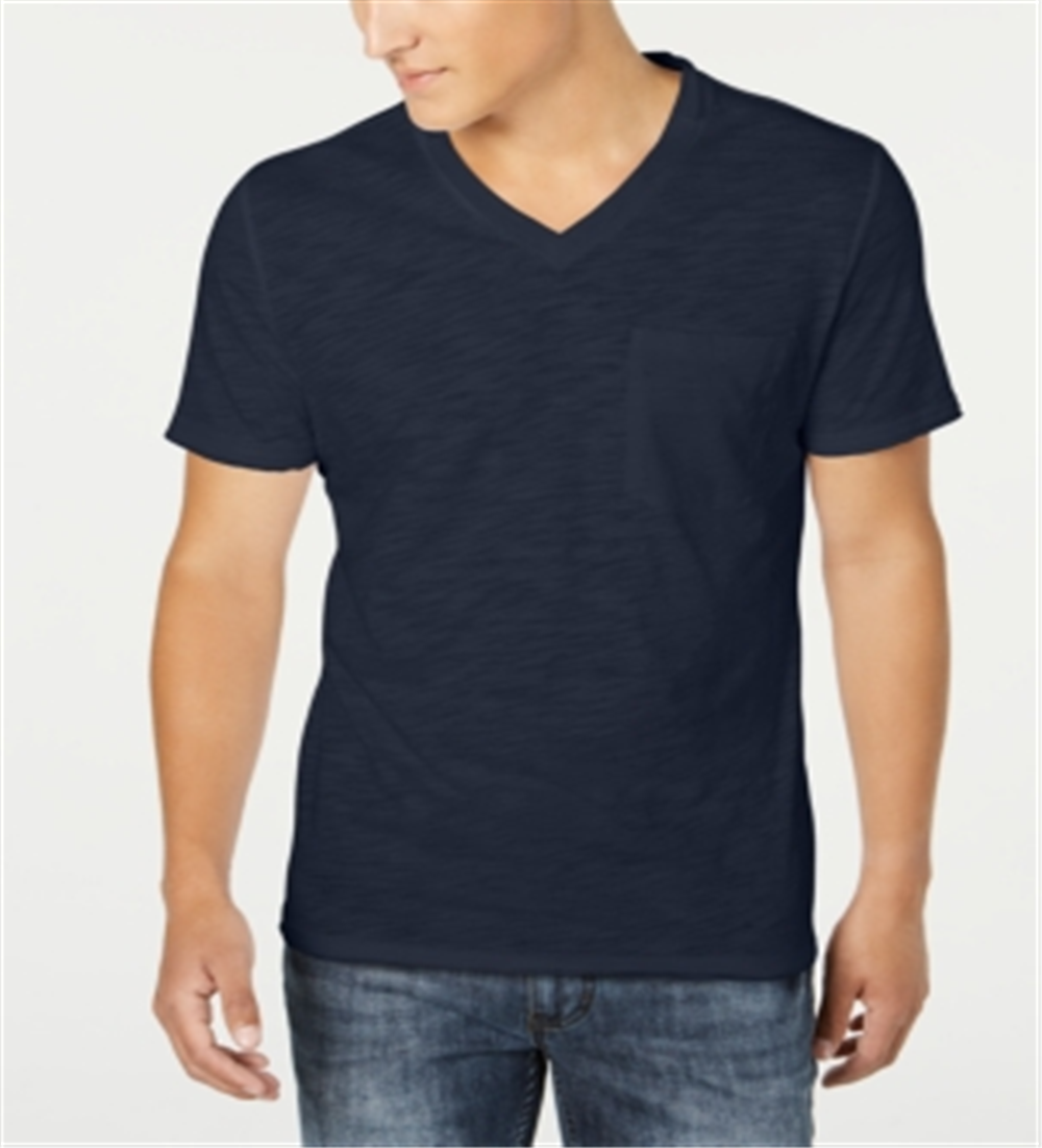Camiseta masculina com decote em V e bolso, tamanho pequeno, azul, da INC International Concepts