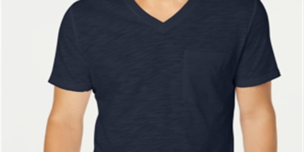 Camiseta masculina com decote em V e bolso, tamanho pequeno, azul, da INC International Concepts