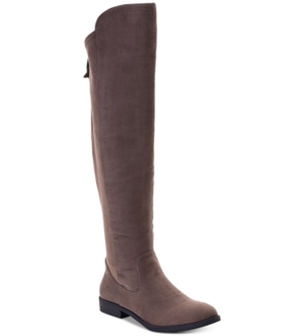 Botas femininas estilo amêndoa acima do joelho, tamanho 5,5 M, marrom