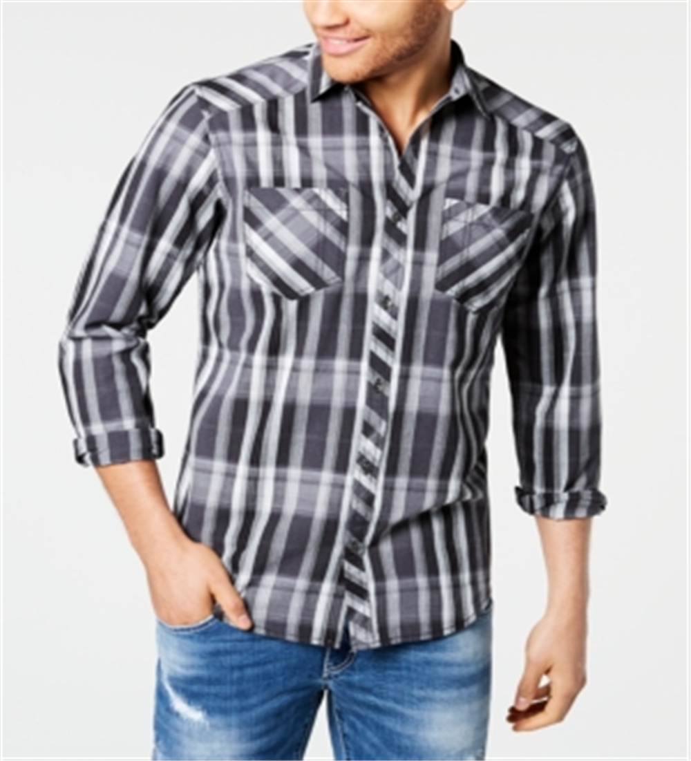 Camisa xadrez masculina Aaron da INC International Concepts, preta, tamanho XXX-G