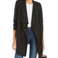 Cardigan feminino canelado com frente aberta da INC International Concepts, preto, tamanho grande