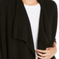 Cardigan feminino canelado com frente aberta da INC International Concepts, preto, tamanho grande
