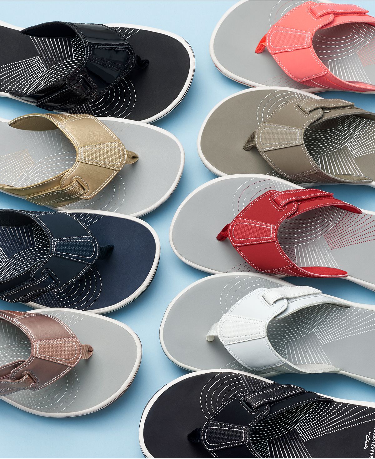 Clarks Brinkley Sail Flip Flops Femininos Vermelhos Tamanho 8 M