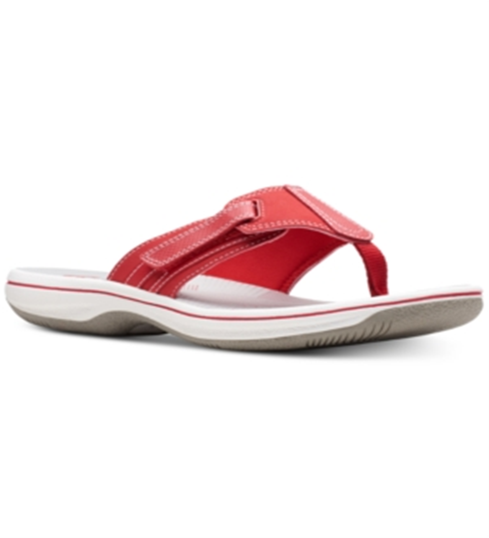 Clarks Brinkley Sail Flip Flops Femininos Vermelhos Tamanho 8 M