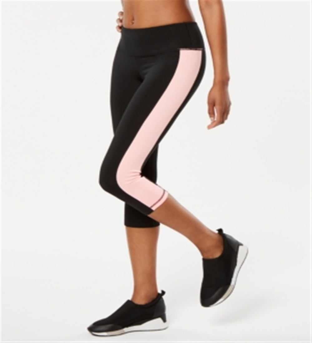 Leggings cropped femininas Ideology Colorblocked, pretas, tamanho X-S
