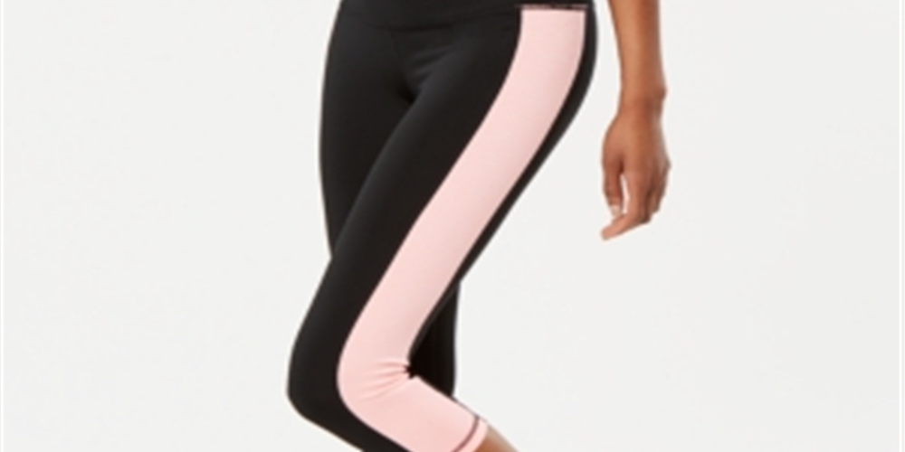 Leggings cropped femininas Ideology Colorblocked, pretas, tamanho X-S