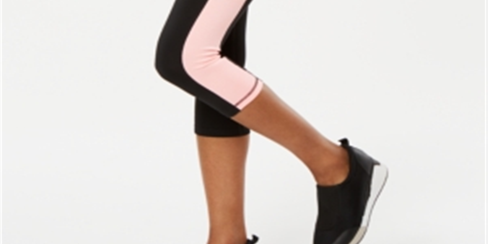 Leggings cropped femininas Ideology Colorblocked, pretas, tamanho X-S