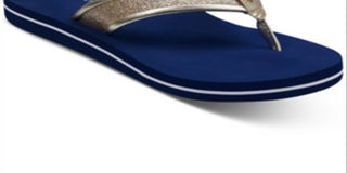 Sandálias femininas Tommy Hilfiger Carrah Flip Flop Azul-marinho - Douradas, tamanho 6 M