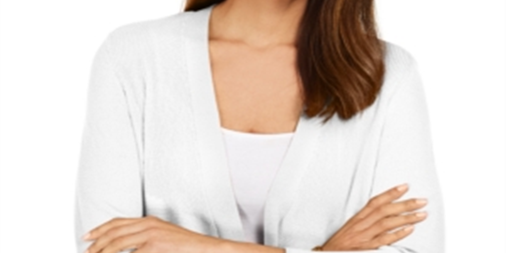 Cardigan feminino JM Collection com mangas divididas e nervuras mistas, tamanho X-S