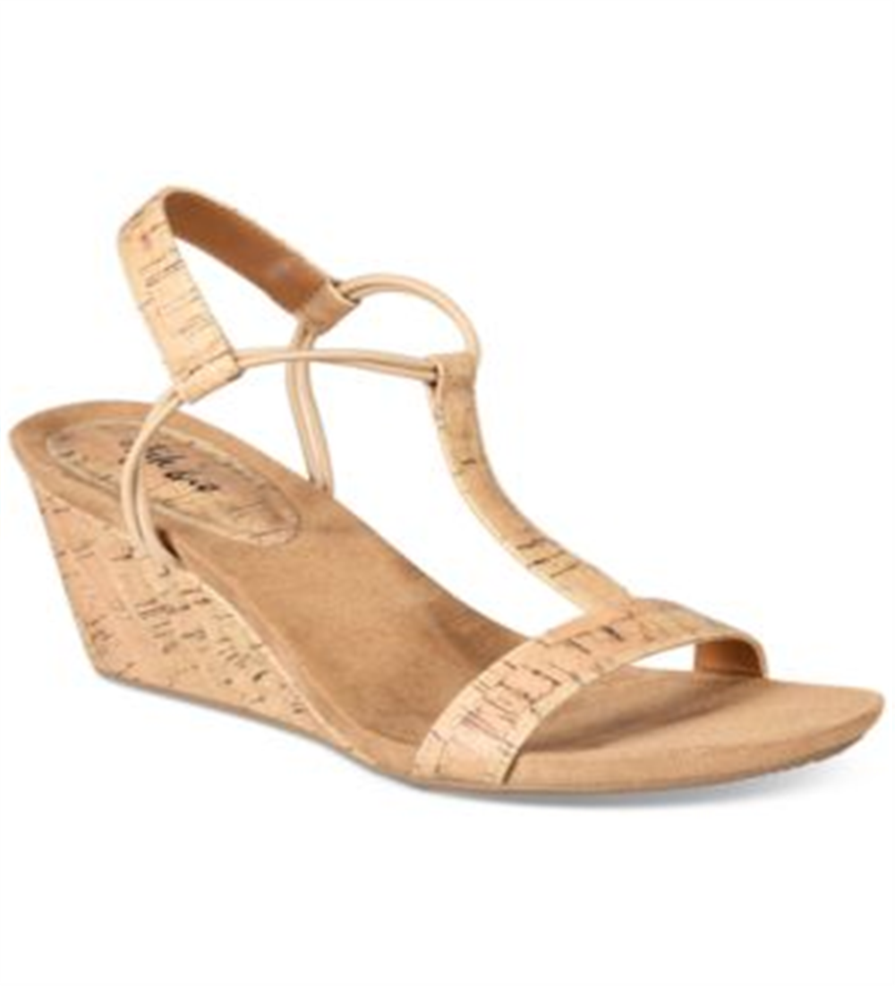 Sandálias plataforma casuais femininas Style &amp; Co Mulan com bico aberto, marrom, tamanho 8 M