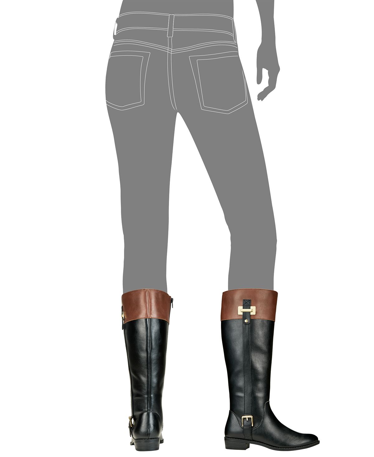 Karen Scott Deliee Botas femininas de cano médio com bico redondo e salto grosso, tamanho 7,5 M