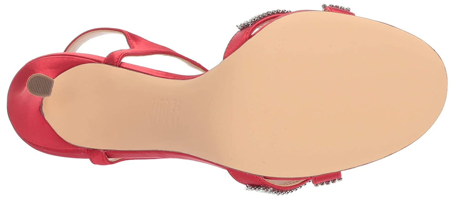 Nina FREJA Cetim Aberto Toe SlingBack Clássico Scarpin Vermelho Tamanho 8,5 M