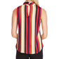 Vince Camuto Blusa feminina listrada sem mangas vermelha tamanho grande