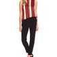 Vince Camuto Blusa feminina listrada sem mangas vermelha tamanho grande