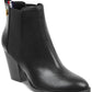 Tommy Hilfiger Regise 2 Botas de Couro Femininas com Biqueira Amêndoa e Cano Curto, Pretas, Tamanho 9 M