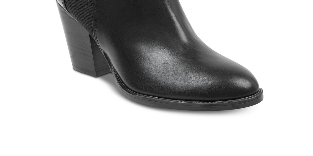 Tommy Hilfiger Regise 2 Botas de Couro Femininas com Biqueira Amêndoa e Cano Curto, Pretas, Tamanho 9 M