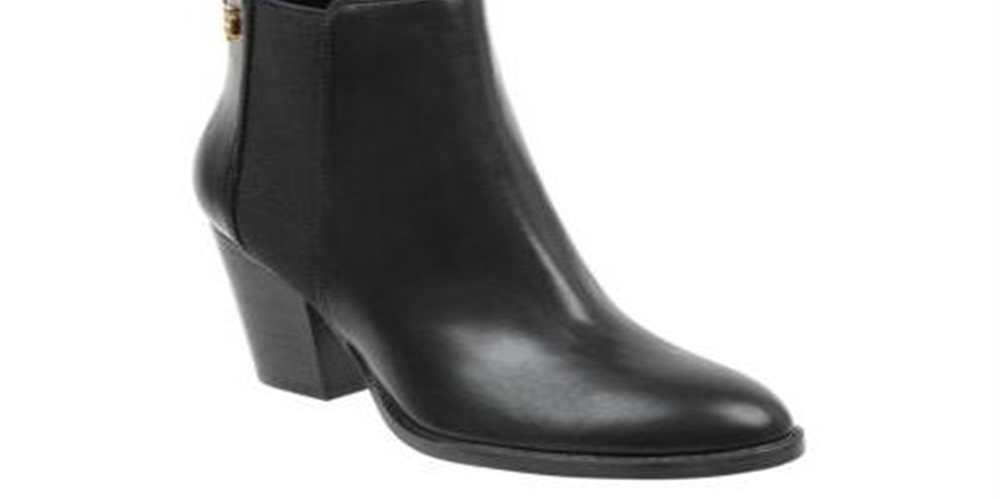 Tommy Hilfiger Regise 2 Botas de Couro Femininas com Biqueira Amêndoa e Cano Curto, Pretas, Tamanho 9 M