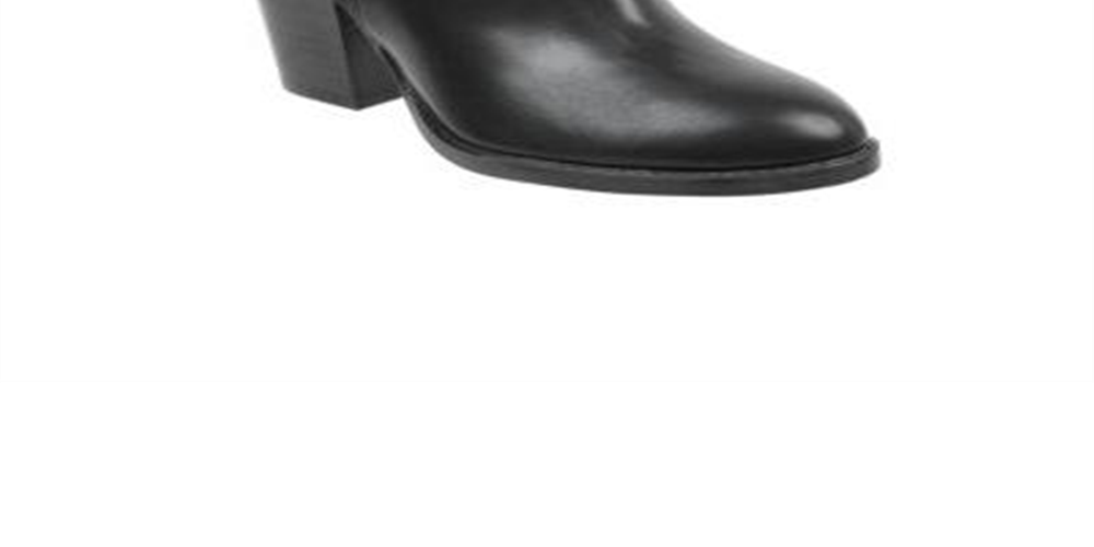 Tommy Hilfiger Regise 2 Botas de Couro Femininas com Biqueira Amêndoa e Cano Curto, Pretas, Tamanho 9 M