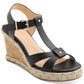 Sandálias femininas XOXO Isla T Strap Espadrille Wedge, pretas, tamanho 9M