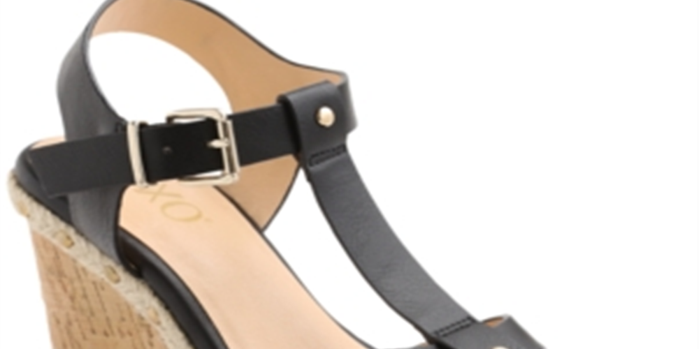 Sandálias femininas XOXO Isla T Strap Espadrille Wedge, pretas, tamanho 9M