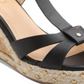Sandálias femininas XOXO Isla T Strap Espadrille Wedge, pretas, tamanho 9M